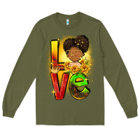 Army Green Love Juneteenth Long Sleeve Tee - FaDigitalArtStudio