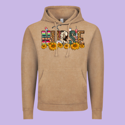 Western Nurse Sunflower Vintage Hoodie Designed By Fadigitalartstudio