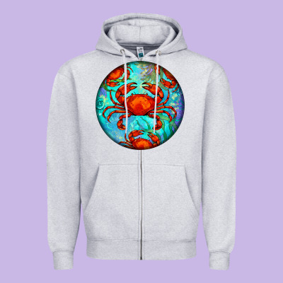 Crab Zipper Hoodie Designed By Barkaloodesign