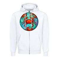 White crab Zipper Hoodie - BarkalooDesign