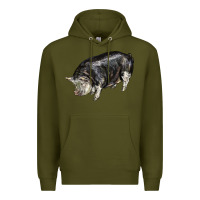 Army Green poland china pig Premium Hoodie - LillyAllenDesigns