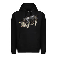 Black poland china pig Premium Hoodie - LillyAllenDesigns