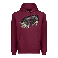 Burgundy poland china pig Premium Hoodie - LillyAllenDesigns