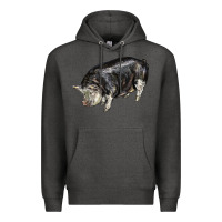 Charcoal Heather poland china pig Premium Hoodie - LillyAllenDesigns