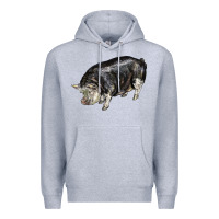 Heather Grey poland china pig Premium Hoodie - LillyAllenDesigns