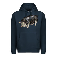 Navy poland china pig Premium Hoodie - LillyAllenDesigns