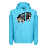 Ocean Blue poland china pig Premium Hoodie - LillyAllenDesigns