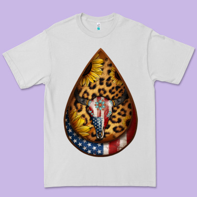 American Sunflower Bullskull Teardrop Earrings Premium Tee Designed By Jasminsmagicworld