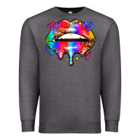 Charcoal Heather pride lips Premium Sweatshirt - AdoDesignShop