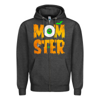 Charcoal Heather womens momster tshirt halloween scary costume mom t shirt Zipper Hoodie - maiPhamDesign