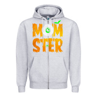 Heather Grey womens momster tshirt halloween scary costume mom t shirt Zipper Hoodie - maiPhamDesign