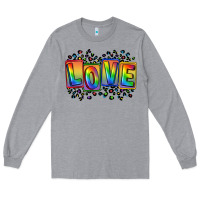 Heather Grey Love pride Long Sleeve Tee - FaDigitalArtStudio