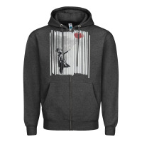Charcoal Heather banksy balloon girl cute Zipper Hoodie - maiPhamDesign