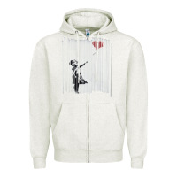Oatmeal Heather banksy balloon girl cute Zipper Hoodie - maiPhamDesign
