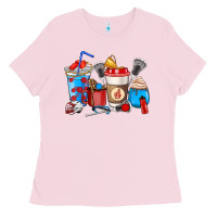 Bubblegum Pink Lacrosse coffee cups Ladies Tee - HowdyJamesFarm