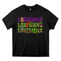Black Louisiana Mardi Gras Heavy Core Tee - NancyCooperArtShop