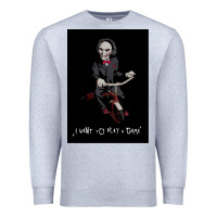 Heather Grey Saw I Want To Play A Game Picture Premium Sweatshirt - maiPhamDesign