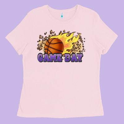 Game Day Basketball Leopard Flames Fireball Ladies Tee Designed By Howdyjamesfarm