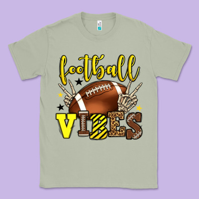 Football Vibes Yellow And Black Team Color Classic Tee Designed By Howdyjamesfarm