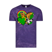 Cloud Purple St. Patrick's Day hearts with leopard Vintage Tee - HowdyJamesFarm
