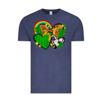Vintage Denim St. Patrick's Day hearts with leopard Vintage Tee - HowdyJamesFarm