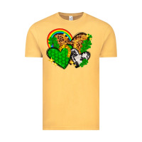 Vintage Mustard St. Patrick's Day hearts with leopard Vintage Tee - HowdyJamesFarm