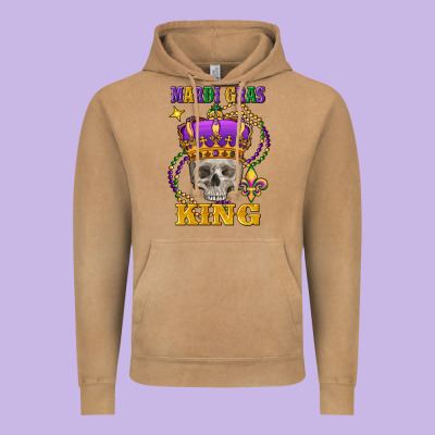 Skull Mardi Gras King Vintage Hoodie Designed By Fadigitalartstudio
