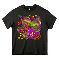 Asphalt Mardi Gras hearts Heavy Core Tee - NancyCooperArtShop