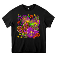Black Mardi Gras hearts Heavy Core Tee - NancyCooperArtShop