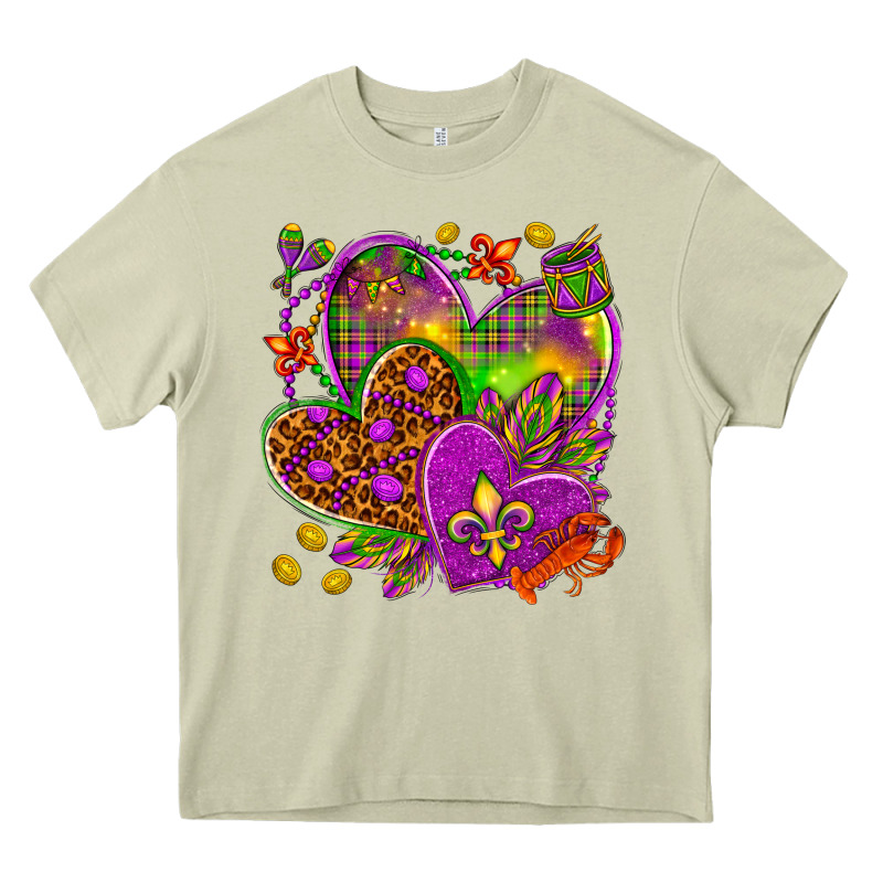 Mardi Gras Hearts Heavy Core Tee by NancyCooperArtShop | Teevron