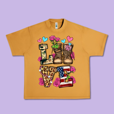 Love Valentine's Day Army Boots Olivia Urban Heavy Tee Designed By Oliviacreatesart