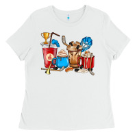 White Hockey coffee cup Ladies Tee - HowdyJamesFarm