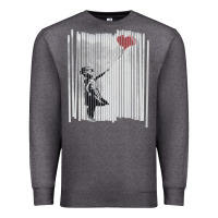 Charcoal Heather banksy balloon girl cute Premium Sweatshirt - maiPhamDesign