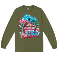 Army Green Barn in the USA Long Sleeve Tee - FaDigitalArtStudio