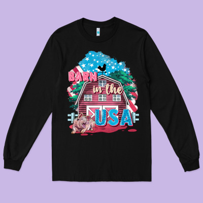 Barn In The Usa Long Sleeve Tee Designed By Fadigitalartstudio