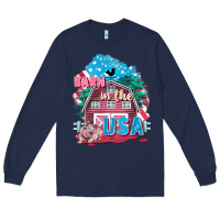 Navy Barn in the USA Long Sleeve Tee - FaDigitalArtStudio