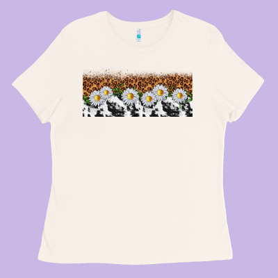 Cowhide Leopard Daisies Ladies Tee Designed By Tumblerdesignbyshophia