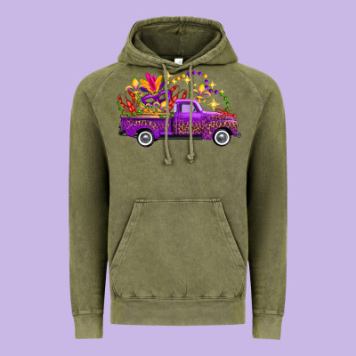 Mardi Gras Leopard Truck Vintage Hoodie Designed By Fadigitalartstudio