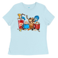 Baby Blue Hockey coffee cups Ladies Tee - HowdyJamesFarm