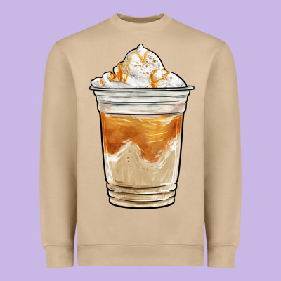 Iced Caramel Frappuccino Coffee Heavyweight Sweatshirt Designed By Barkaloodesign