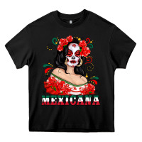 Black Mexicana with Skull Girl Heavy Core Tee - texasbilliewilder