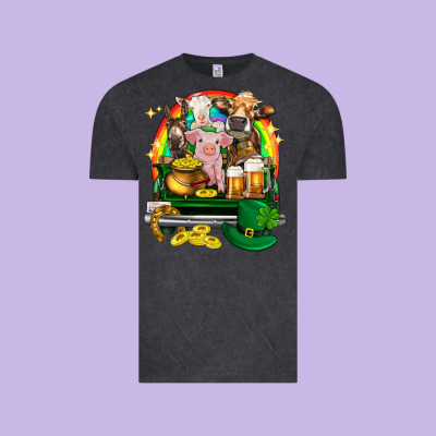 St. Patrick's Day Farm Animals On Truck Vintage Tee Designed By Howdyjamesfarm