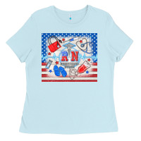 Baby Blue American memorial day rn registered nurse Ladies Tee - TumblerDesignByShophia