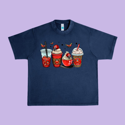 Ladybug Coffee Cups Urban Heavy Tee Designed By Oliviacreatesart