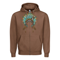 Chestnut native american headdress turquise Zipper Hoodie - BarkalooDesign