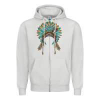 Dove Grey native american headdress turquise Zipper Hoodie - BarkalooDesign