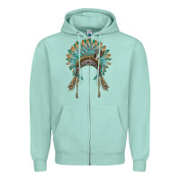 Seafoam native american headdress turquise Zipper Hoodie - BarkalooDesign