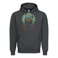 Smoke native american headdress turquise Zipper Hoodie - BarkalooDesign