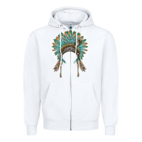 White native american headdress turquise Zipper Hoodie - BarkalooDesign