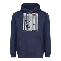 Navy banksy balloon girl cute Heavyweight Hoodie - maiPhamDesign
